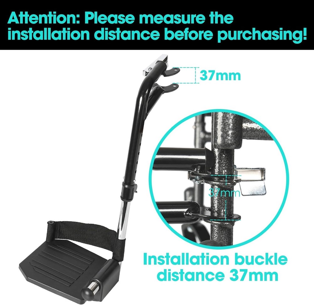 Universal Wheelchair Footrest Replacement - Adjustable Composite Footboard & Hee