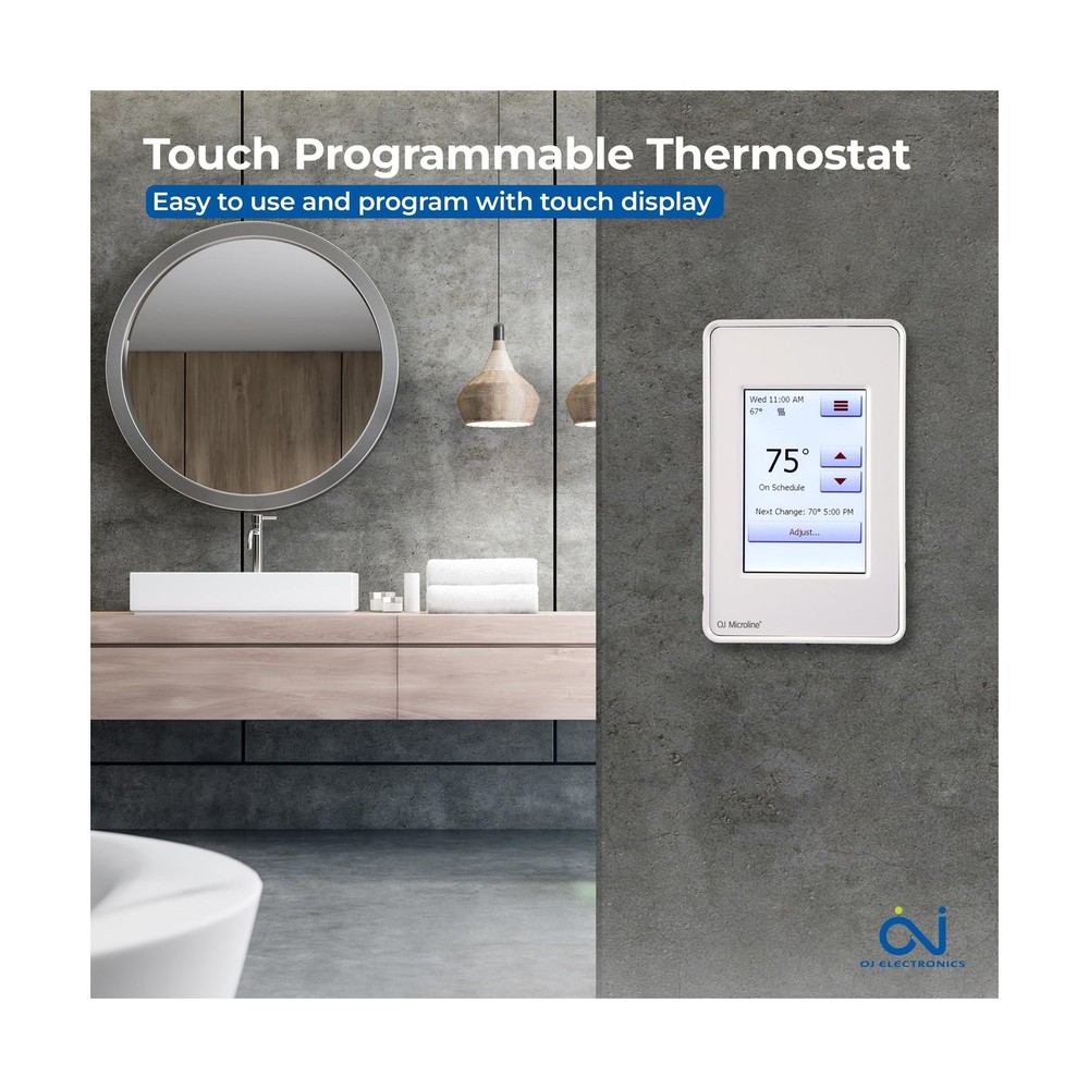 OJ Microline UDG4 Touchscreen Programmable Heated Floor Thermostat w/Class A ...