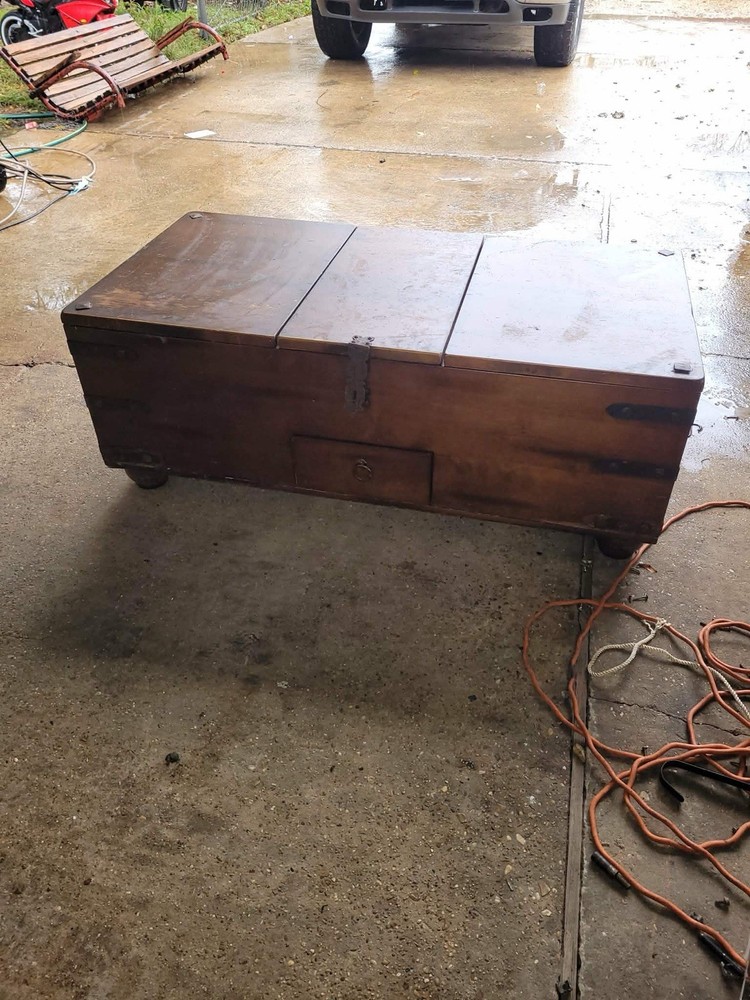 Crate &Barrel Taka Trunk Coffee Table Solid Wood Brown