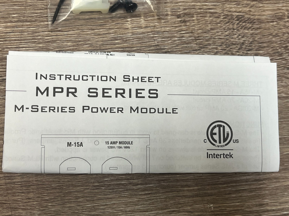 Middle Atlantic M-20A 4" MPR 20A Duplex Power Module New