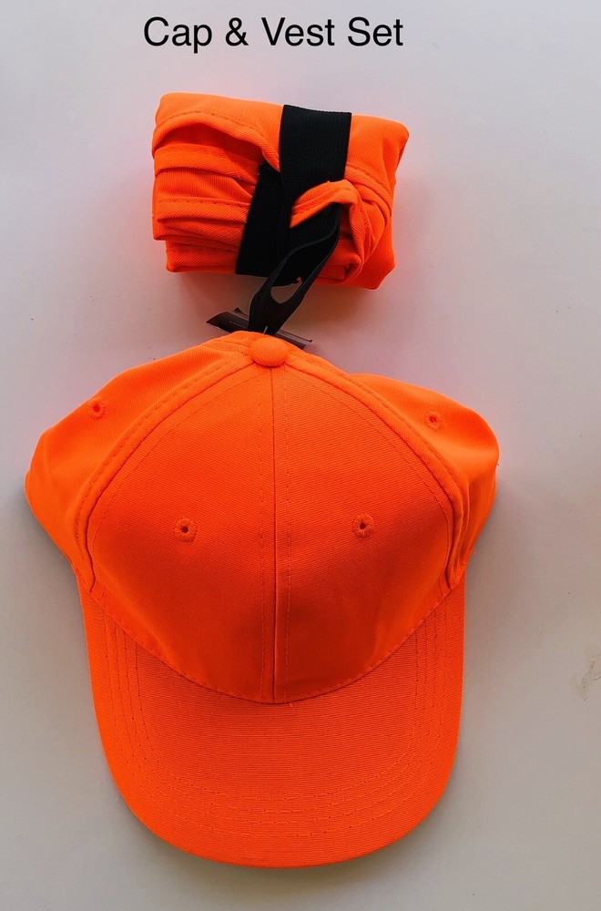 2 pc Set Paramount Outdoors Orange Safety Vest and Hat One Size