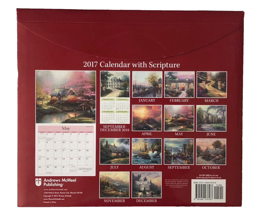 2017 Thomas Kinkade Scripture Calendar Painter of Light Large Wall Format Art