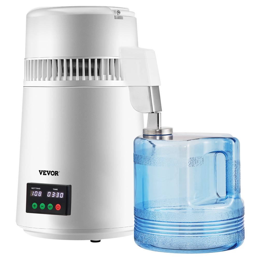 VEVOR 4L Water Distiller 1L/H Distilled Water Maker Timing & Temp Display White