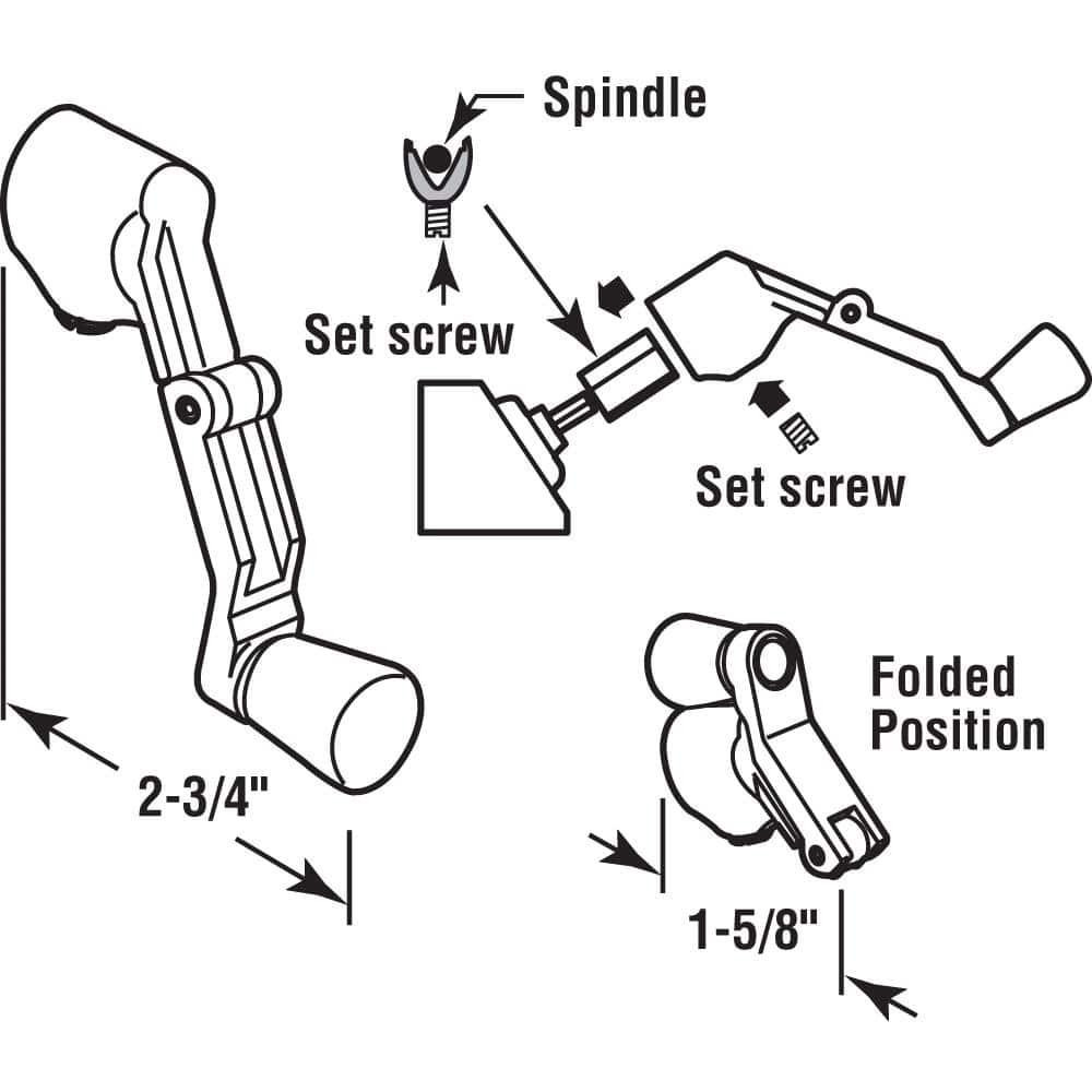 Universal Diecast White Folding Crank Handle for Casement Windows