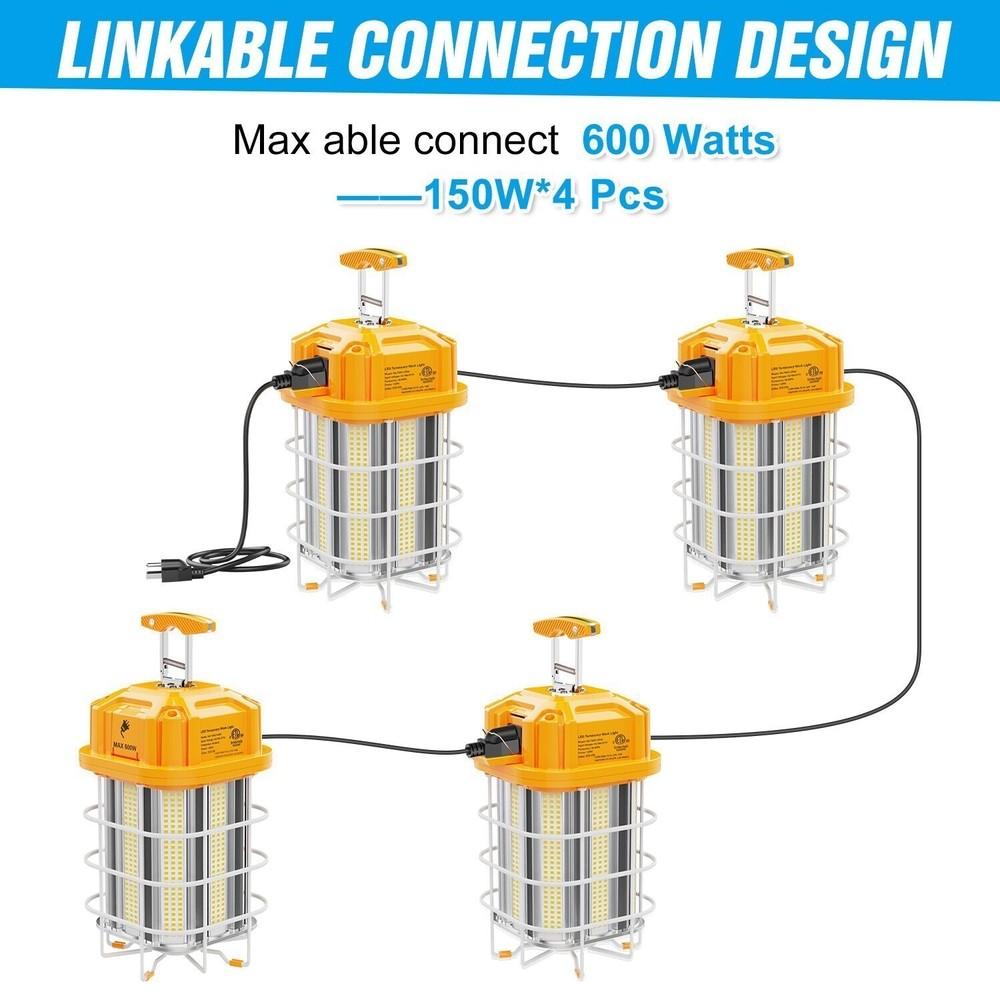 LED Temporary Work Light 150W Construction Building Work Lights with Hook ETL
