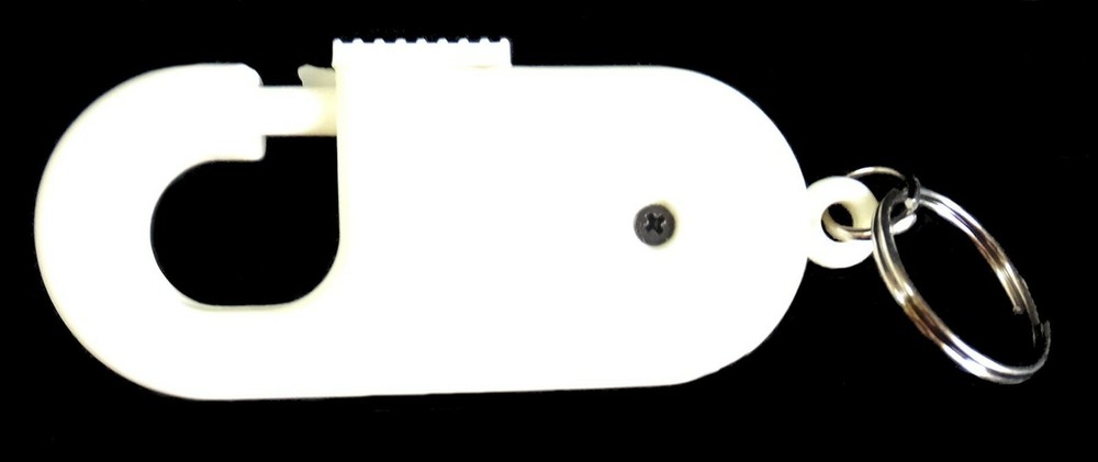 Vintage ARCO Hook Key Ring White Plastic 3-3/8 inch