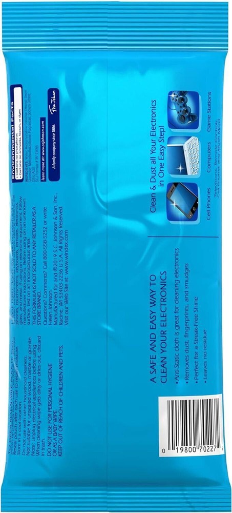 Windex Electronics Wipes, Pre-moistened Screen Wipes,25 Count *new*