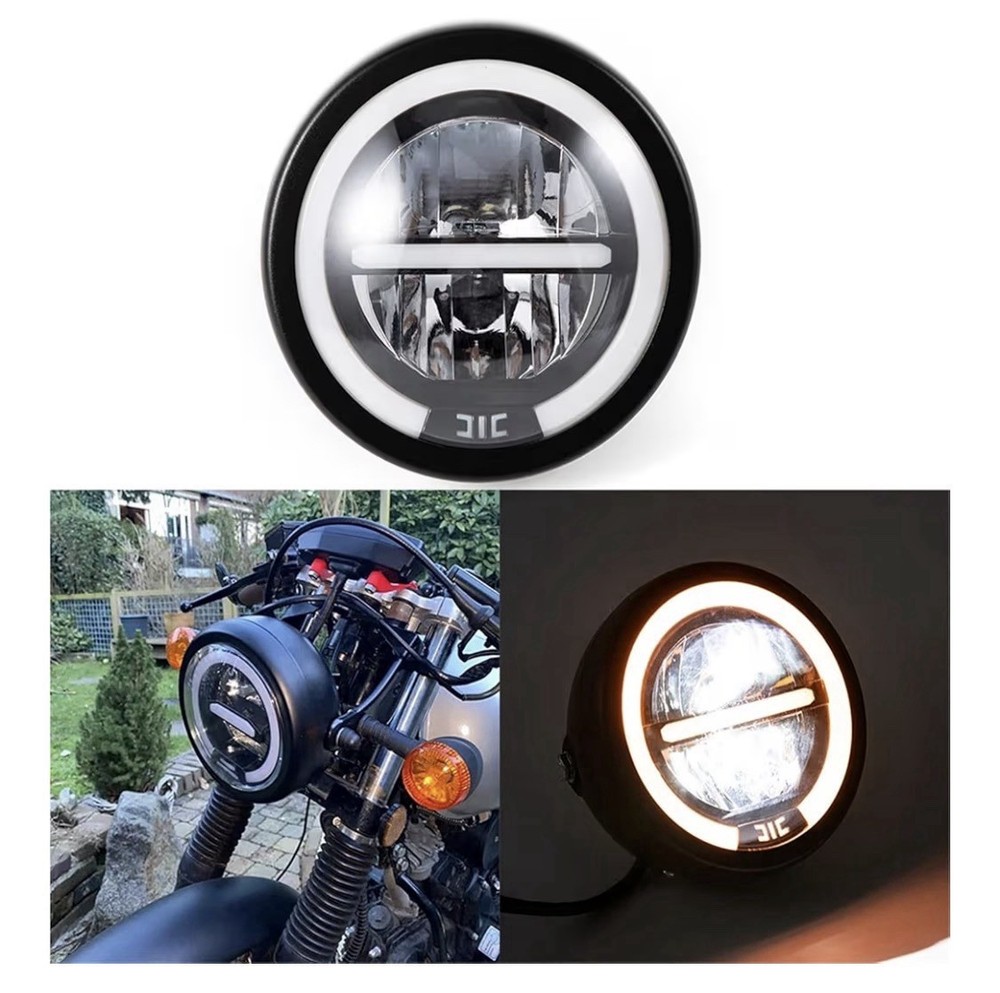 Motorcycle Headlight Assembly, Universal 6.3inch High Low Beam Head Lamp