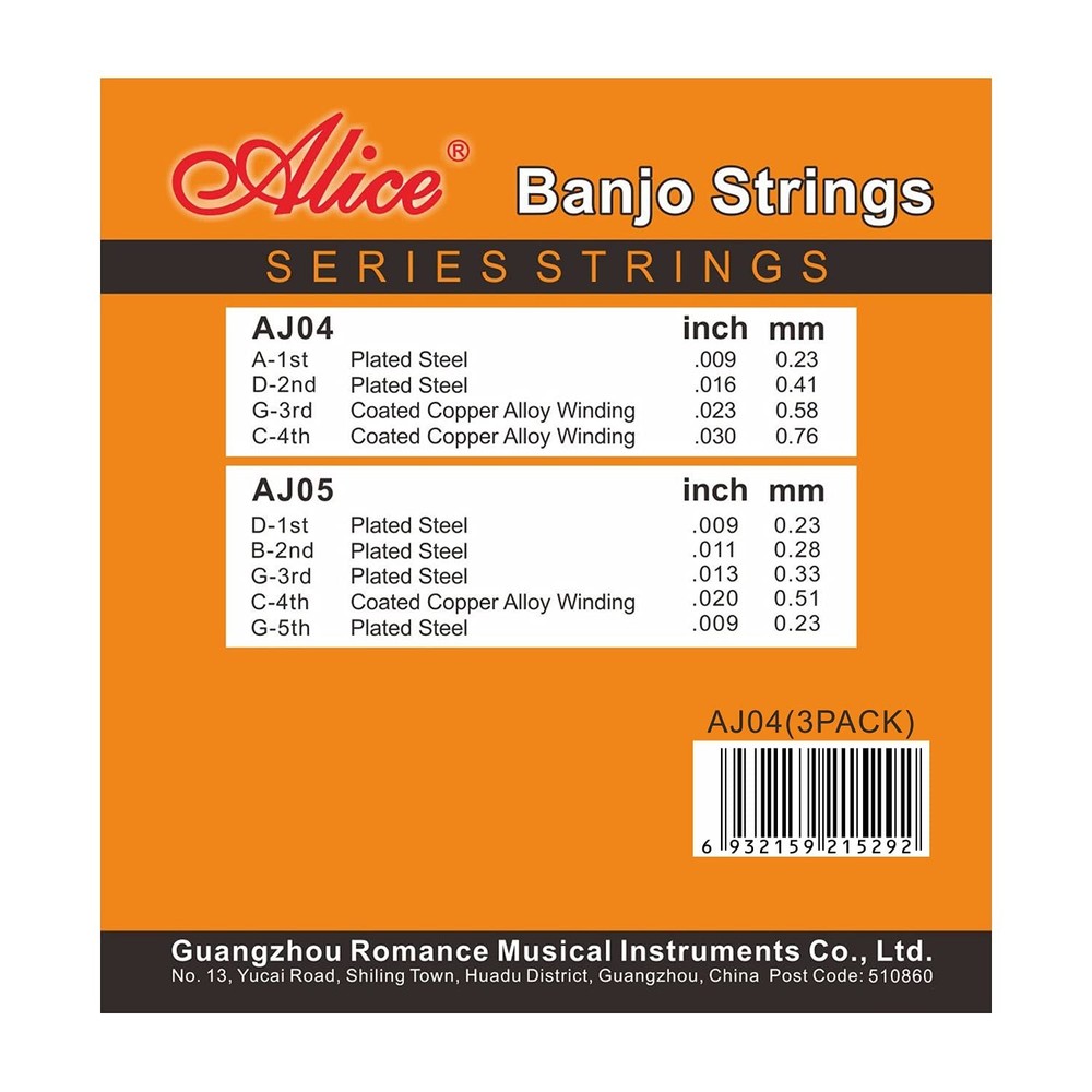 Banjo Strings 4 String, Alice 3 Sets String 09-30 AJ04(3PACK), Silver