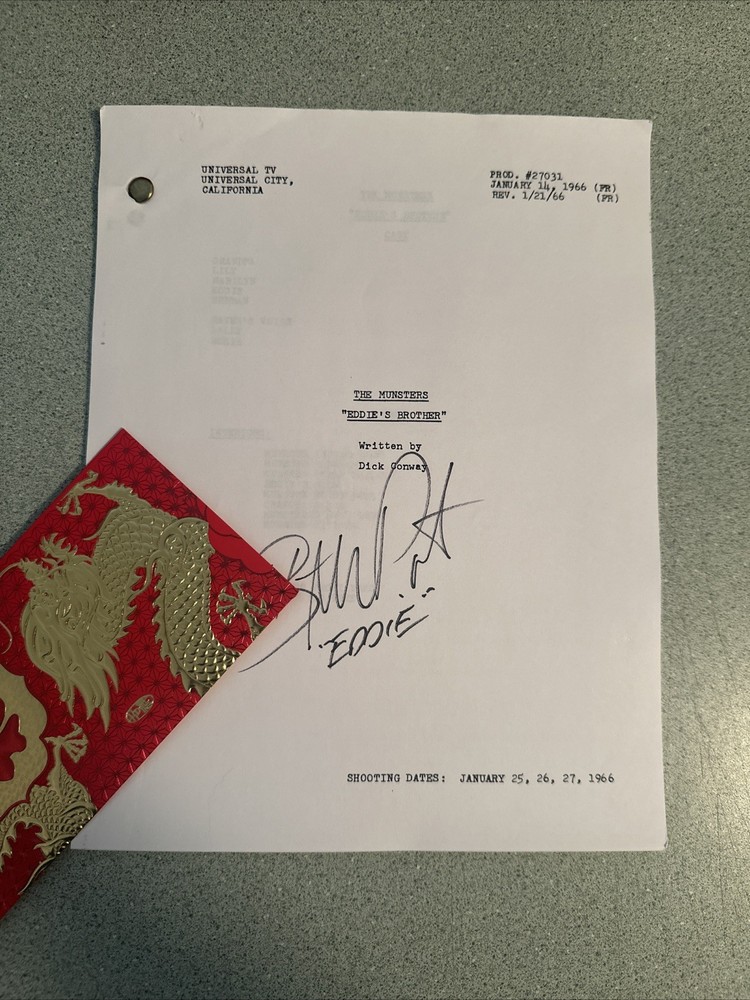 1966 THE MUNSTERS Screenplay TV Show Script SIGNED by Butch Patrick Eddie