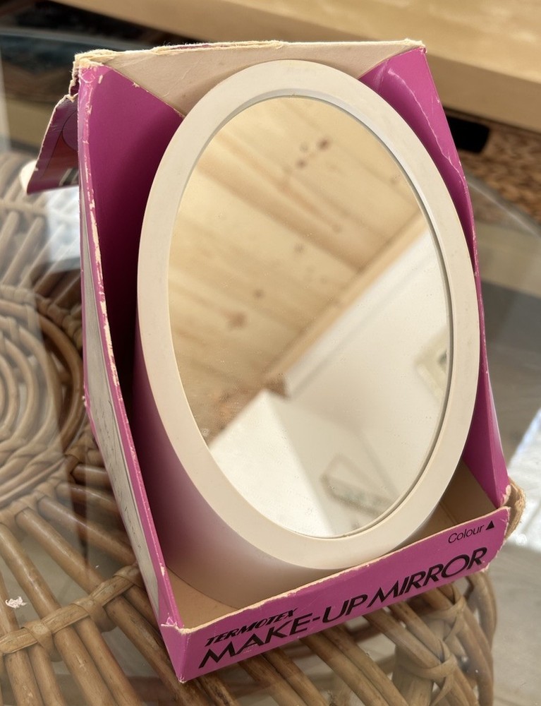 Vintage 70s Termotex 2 sided Makeup Vanity MIRROR with magnification.
