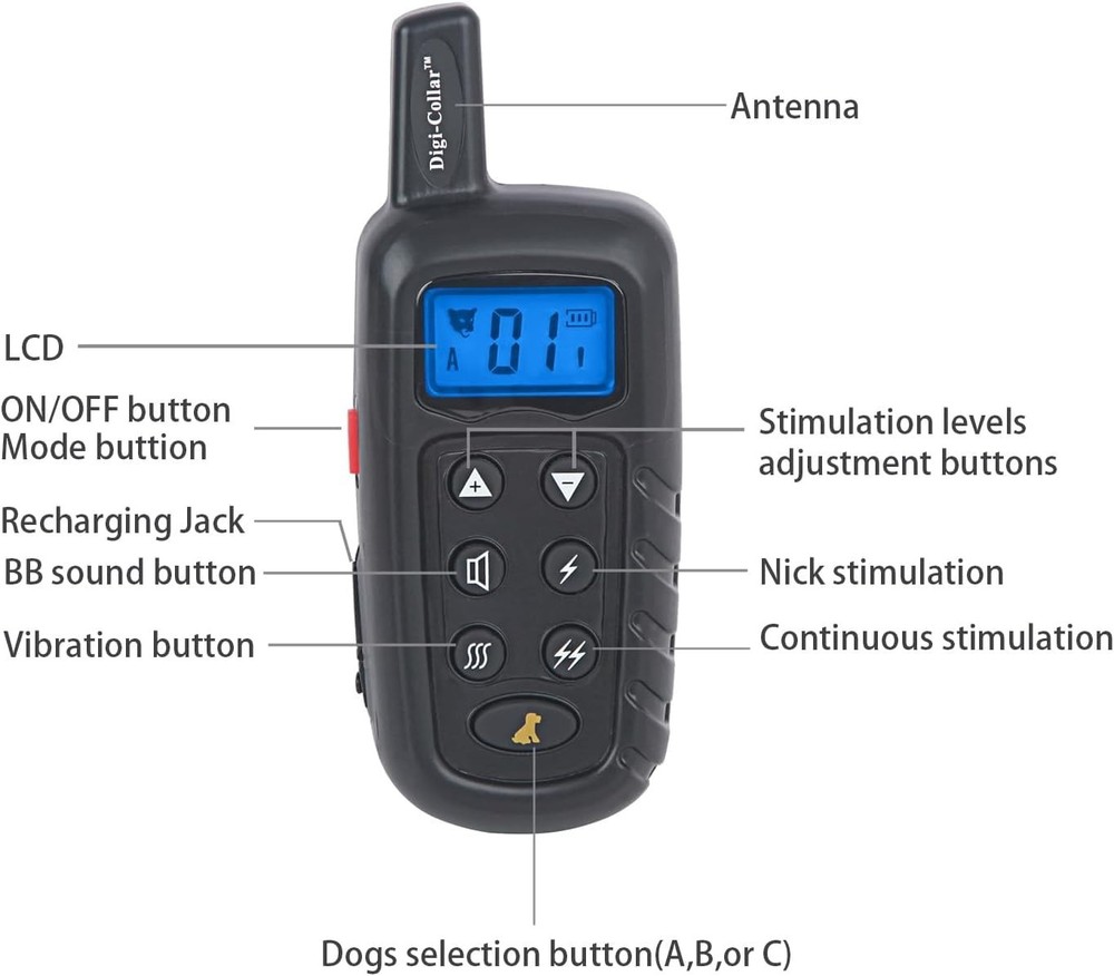 Dual Dog E-Collar Training & Beeper System Waterproof 1 Mile Range Rechargeable