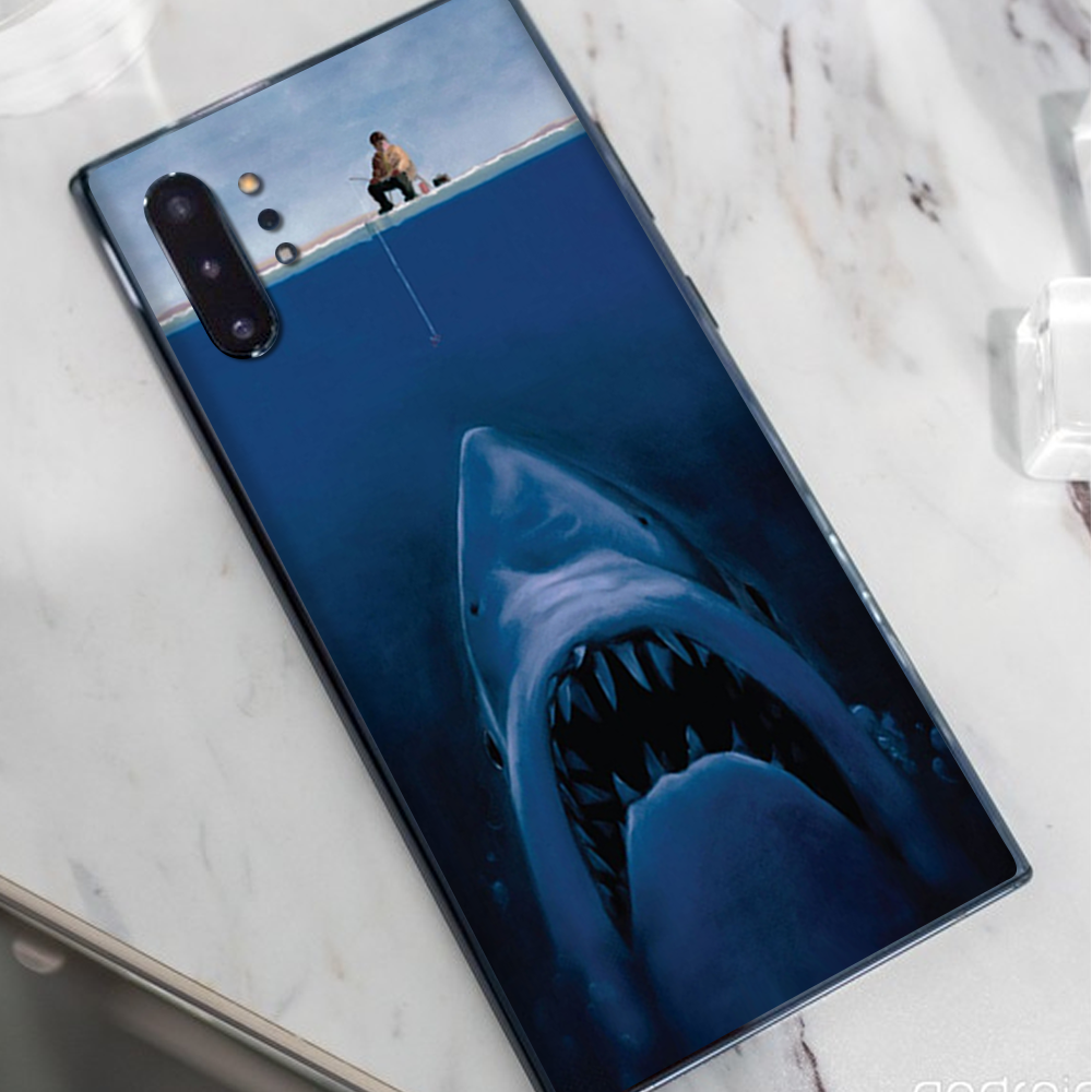 Skins Decal Wrap for Samsung Note 10 Plus Jaws Great White Under Boat