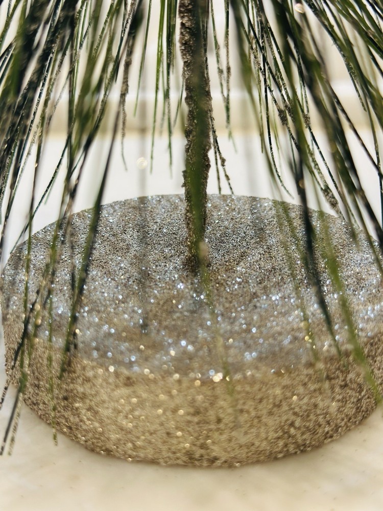 SET OF 3 Threshold Gold GLITTER EVERGREEN TREE Down Swept CHRISTMAS Target DECOR