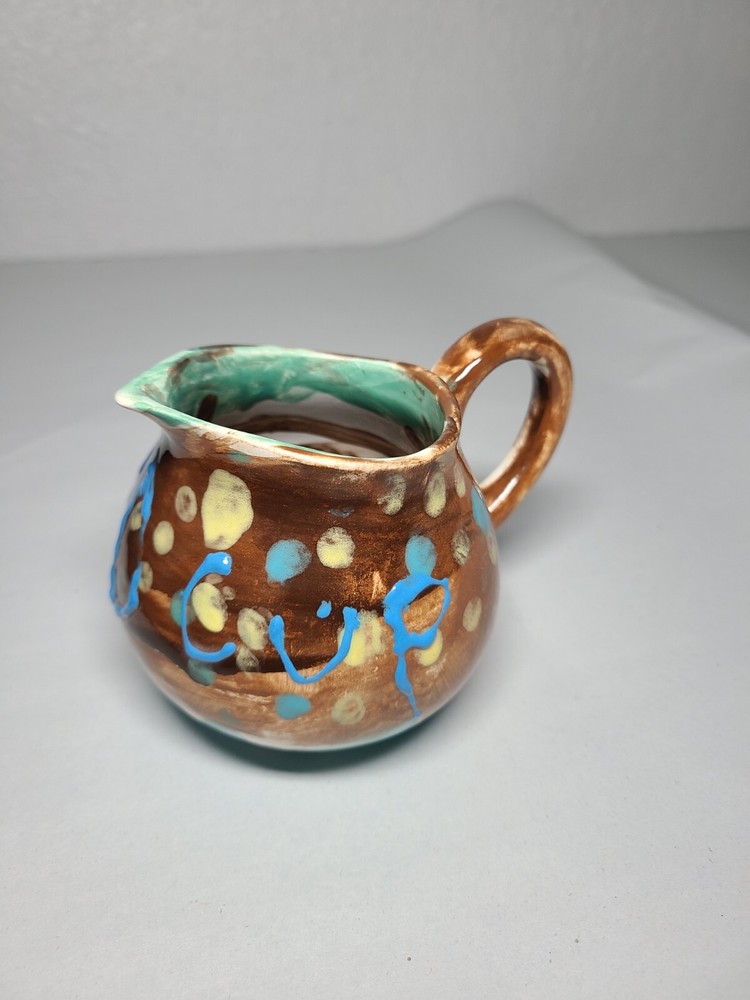 Vintage "30 CUP" Art Pottery Creamer Signed AG