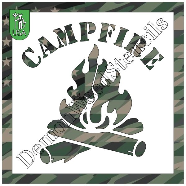 12"x12" Clear Plastic Stencil - Campfire (MCA105) (.007")