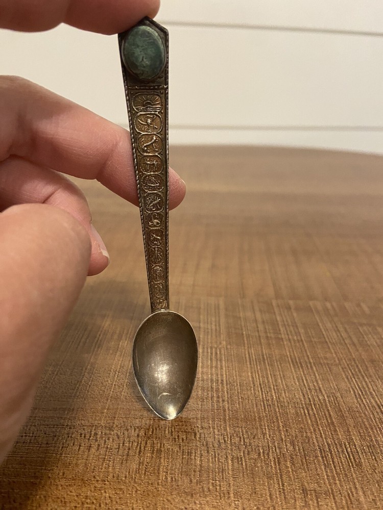 Sterling silver Israel Spoon With Stone Inset