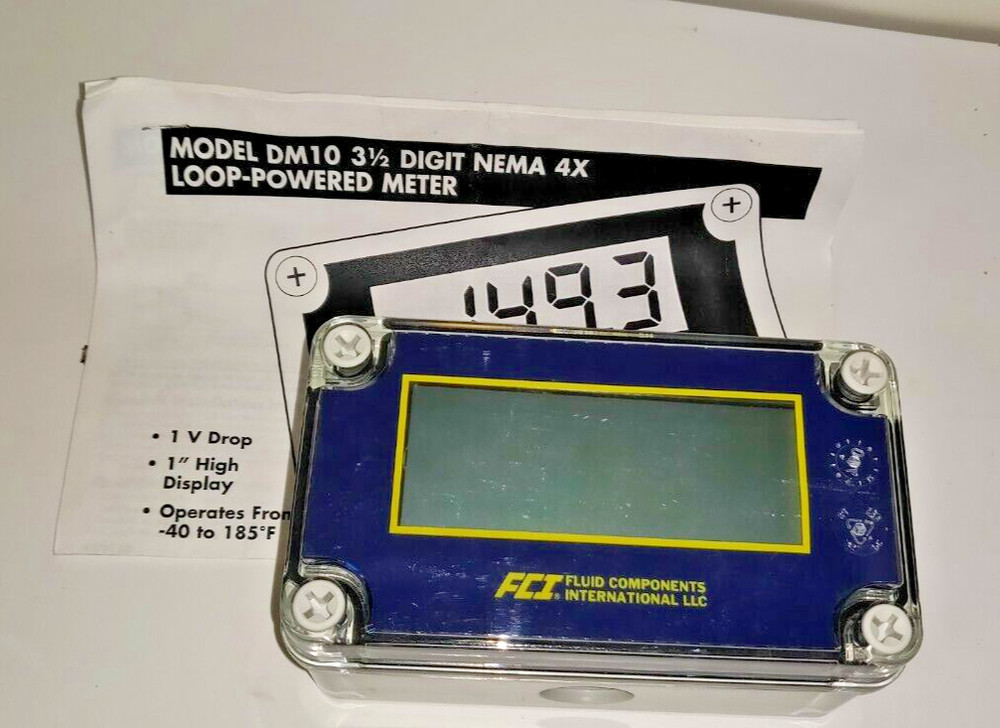 FCI Fluid Components DM10 3 1/2 DIGIT NEMA 4X Loop-Powered Process Meter