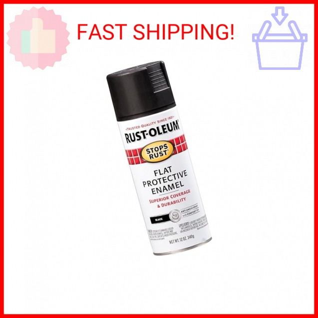 Rust-Oleum 7776830 Stops Rust Spray Paint, 12 oz, Flat Black