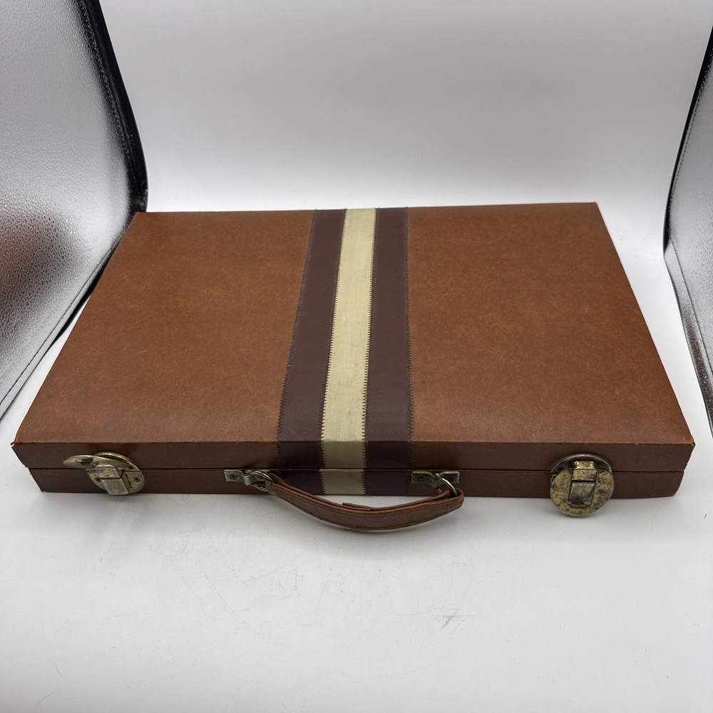 Cardinal Backgammon Game In Carry Case Leather Vintage