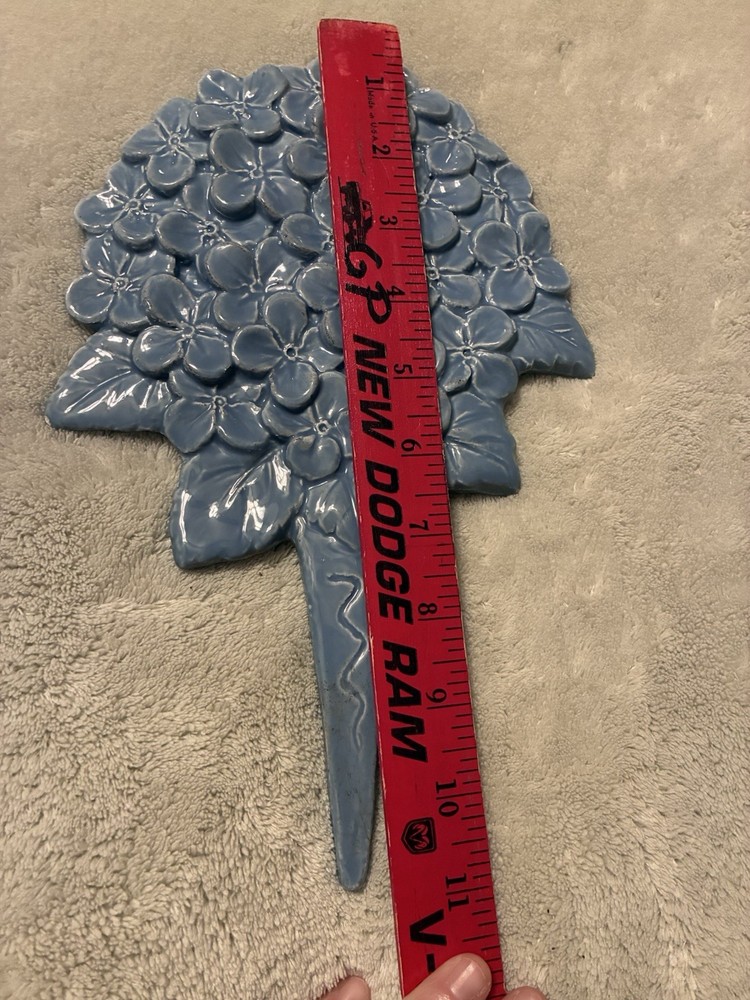 Ceramic Blue Hydrangea Floral Ground Marker Made In Italy Charming