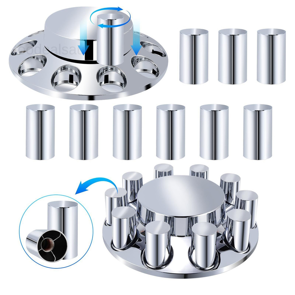 Front Axle Cover Kits ABS Chrome Plastic with 33mm Thread-on (2)