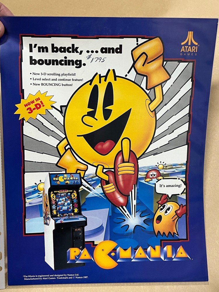 PAC-MANIA original Video Game Machine Promo Flyer Atari Arcade