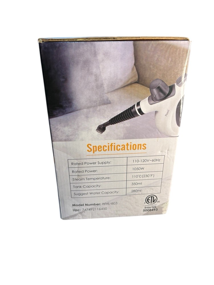 Phueut Pressurized Handheld Multi Purpose Surface Natural Steam Cleaner White