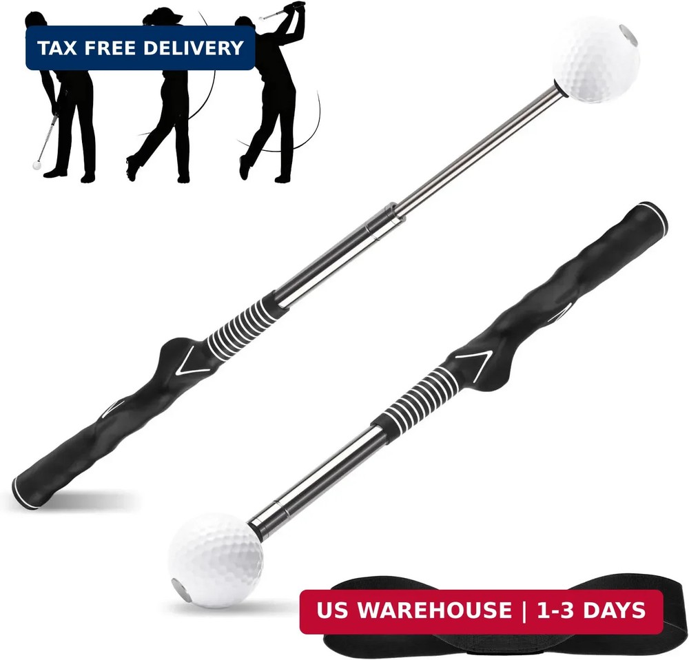 Retractable Golf Swing Trainer with Click Sound & Posture Correction Arm Band, G