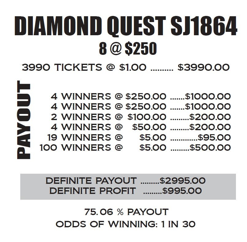 NEW pull tickets DIAMOND QUEST $5 Bottom Prize - Instant Tabs
