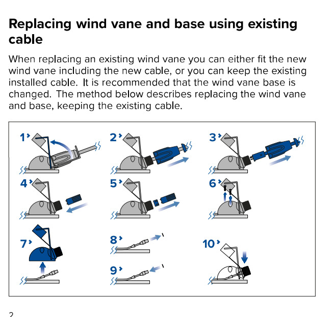 Raymarine Masthead Wind Transducer Cable -Base Connector & Tool Replacement Part