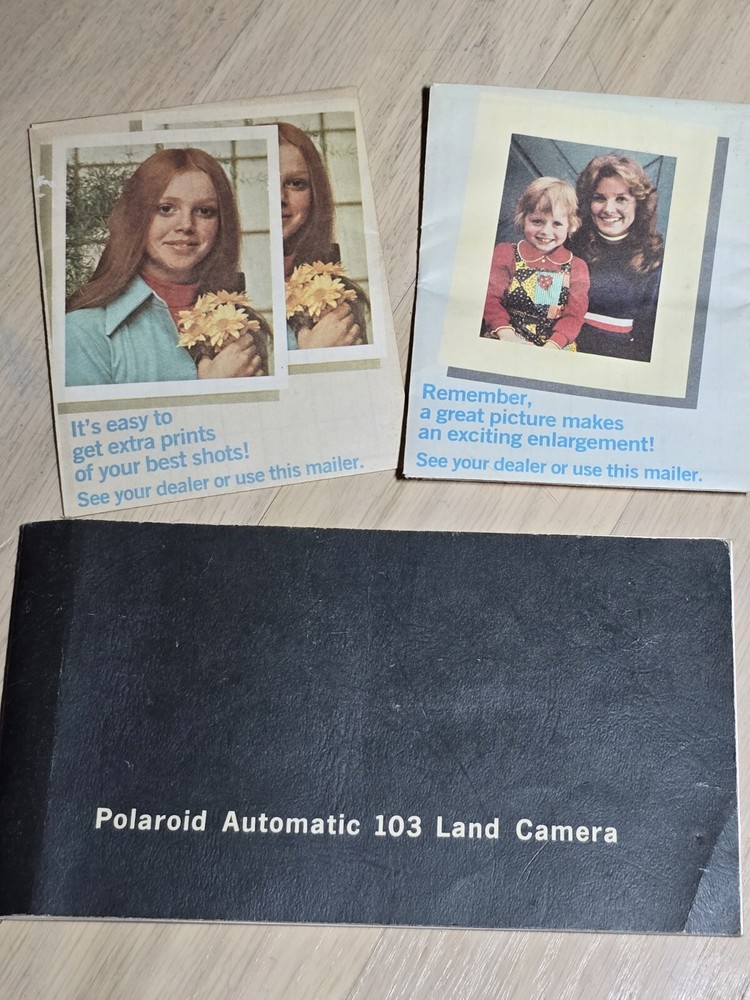 Vintage Polaroid Automatic 103 Folding Land Camera, Case, Strap & Accessories