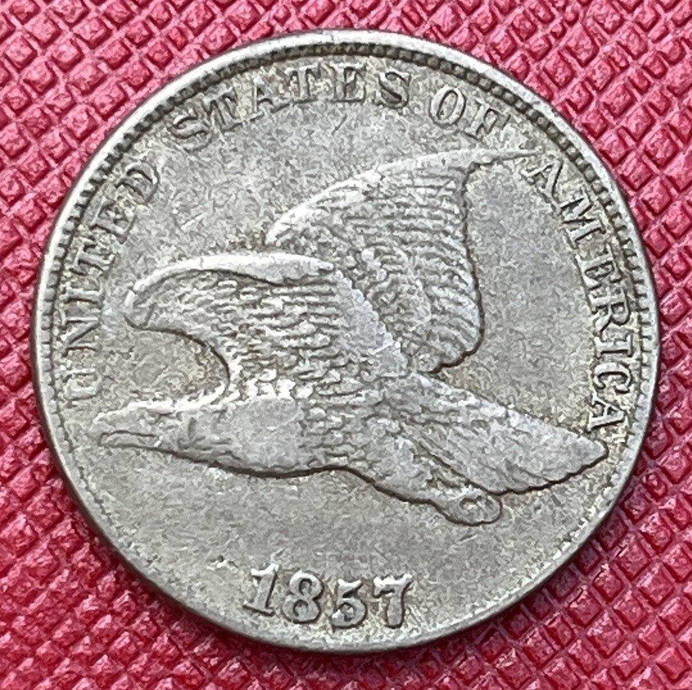 1857 Flying Eagle Cent. Problem Free, Better Grade F+ Beauty. KM# 85