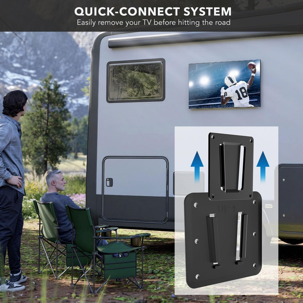 Mount-It! RV TV Mount, Rust-Proof Polymer, Dual Wall Plates & Quick-Release, ...