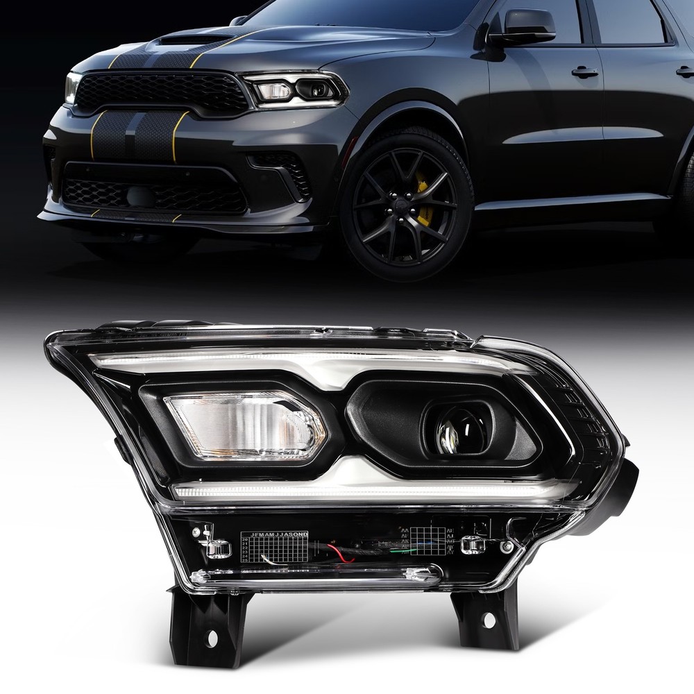 Driver Left Side LED Headlight Assembly For 2021-2024 Dodge Durango Black