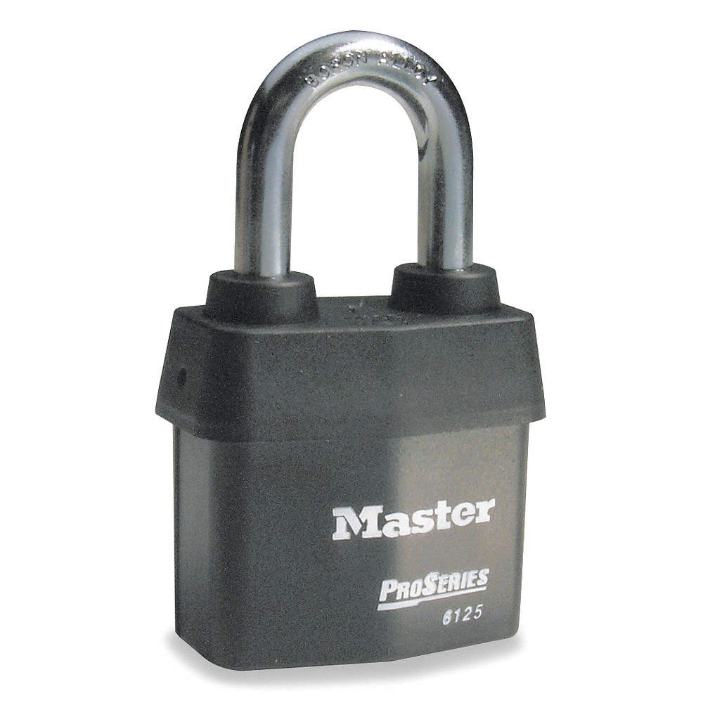 MASTER LOCK 6125NKA Keyed Padlock, 7/8 in,Rectangle,Black 4EZG3