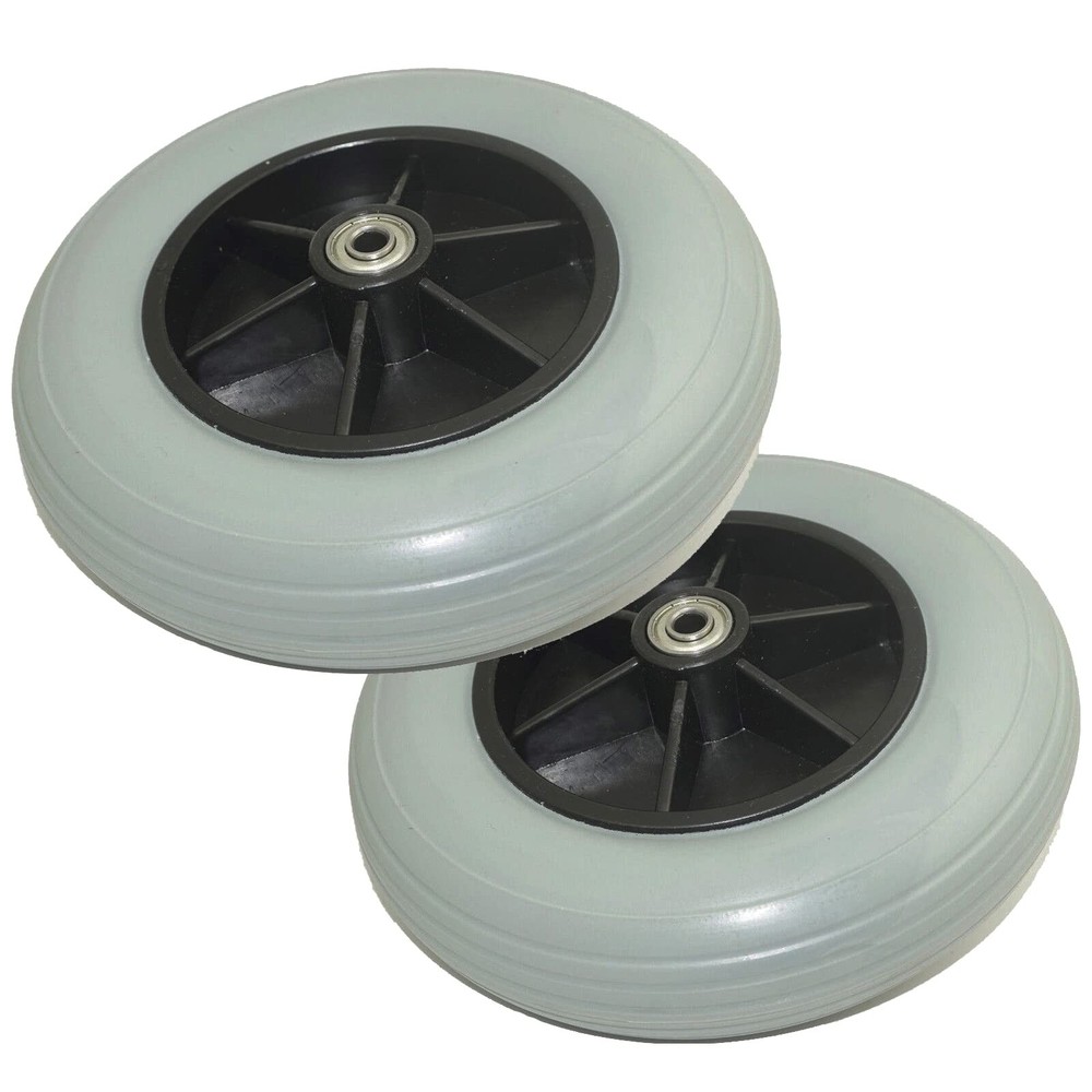 (Pair of Two) ,8 x 2 (200x50) Solid Rubber Front Rear Caster Tires Wheels Assemb