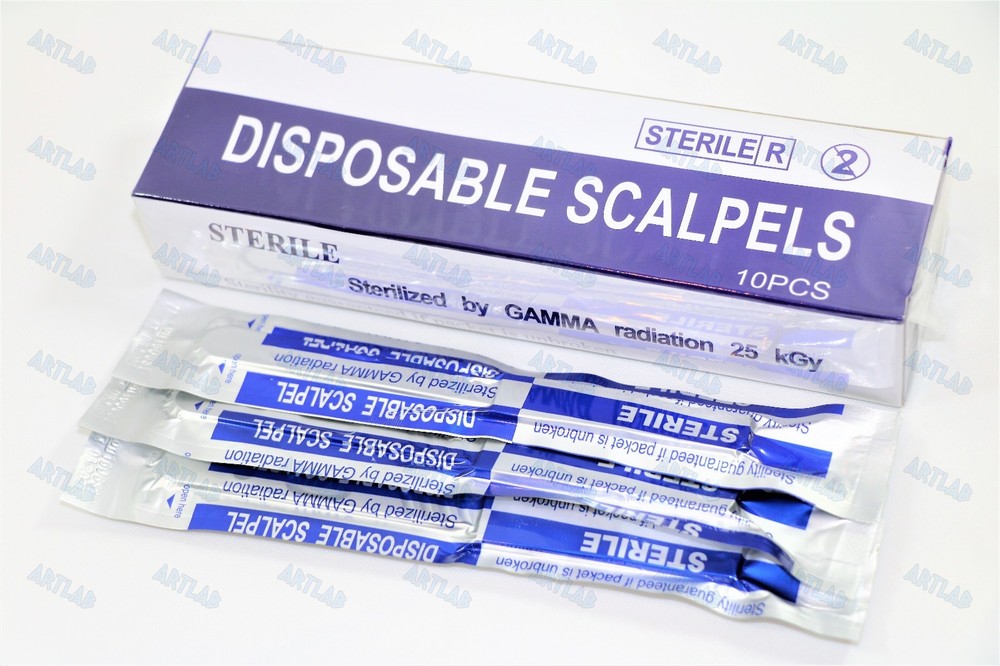 10 PCS BOX- STERILE DISPOSABLE SCALPELS #20 SINGLE USE - DISSECTING, SURGICAL