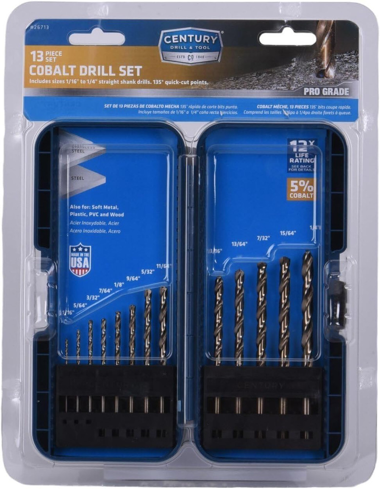 26713 Pro Grade Cobalt Drill Bit Set, 13-Piece