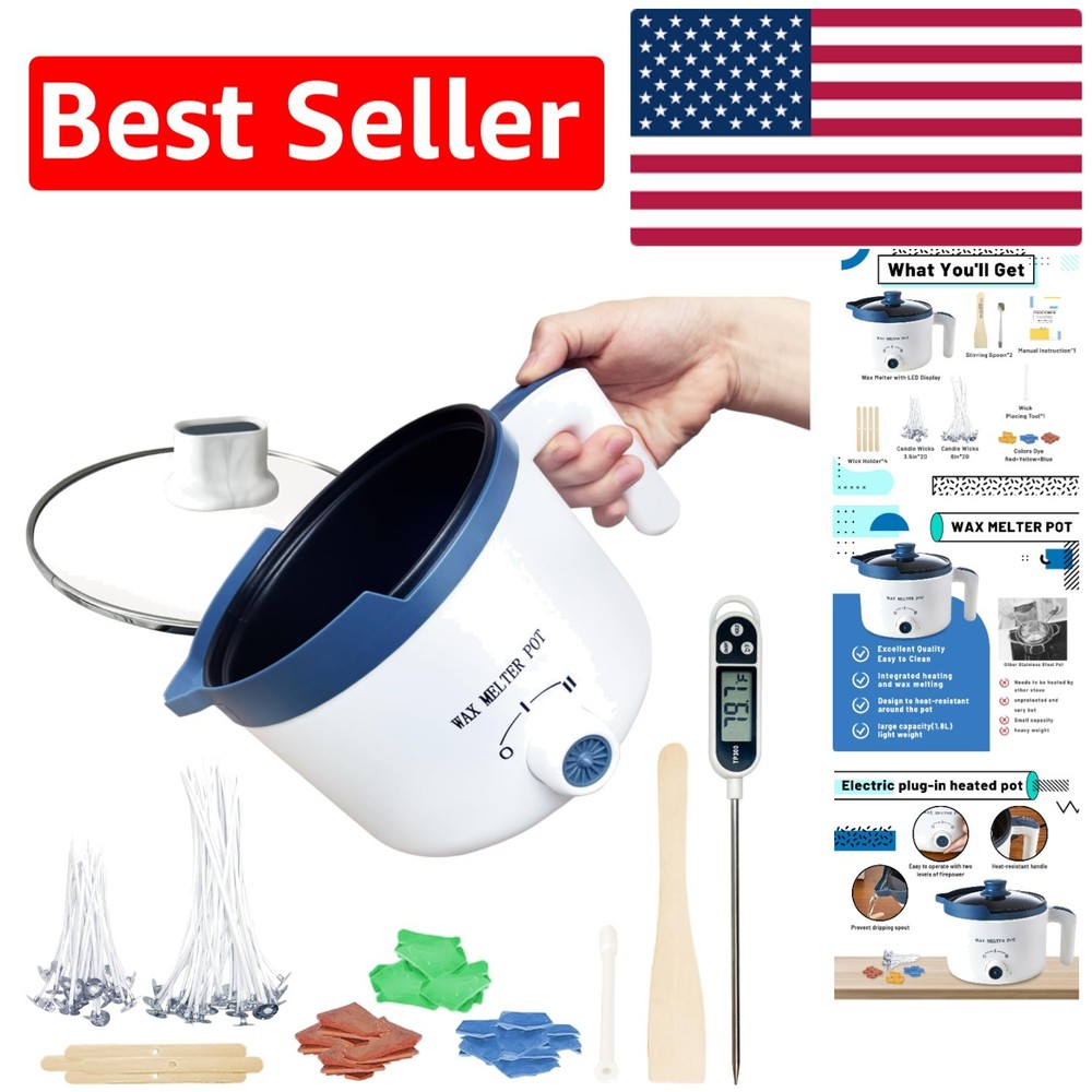 Electric Wax Melter with Precision Pour Spout - Candle Making Kit Includes Dyes