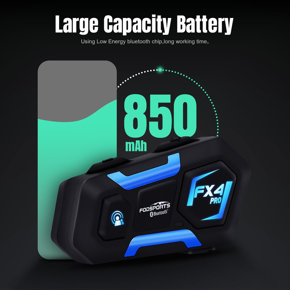 4X FX4 1KM Motorcycle Helmet Interphone 4Way Bluetooth Intercom Headset Wireless