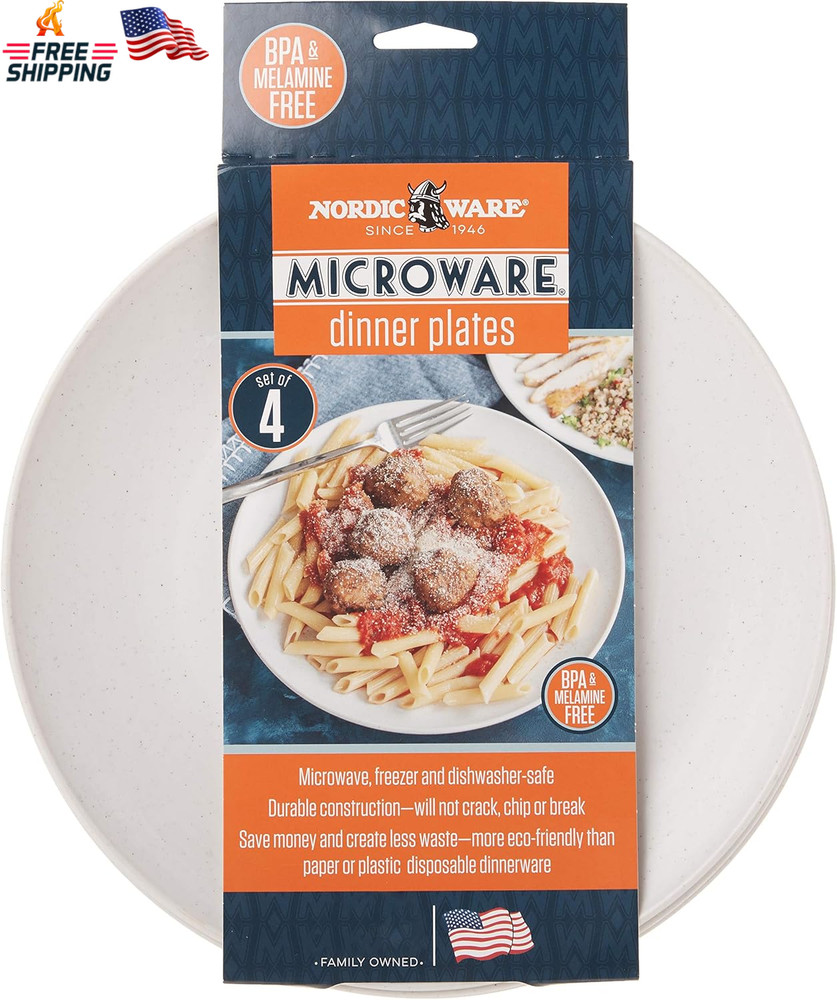 Nordic Ware Polypropylene Plates Microwave Serveware, 10", White