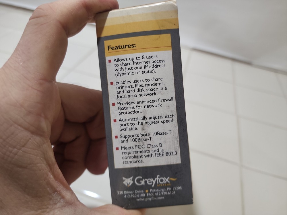 Greyfox High Speed internet Access for 8 Computers Module F7559 NIB Router