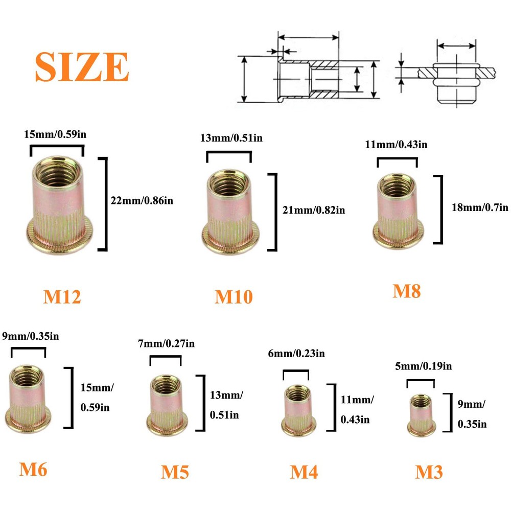 2350PCS PRivet Gun Rivnut Thread Setting Tool Nut Setter NutSert Metric Riveting