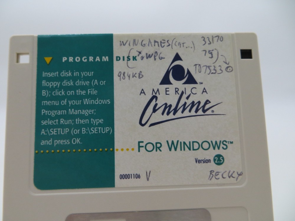 3.5" Floppy Disk AMERICA ONLINE FOR WINDOWS Version 2.5 computer disc