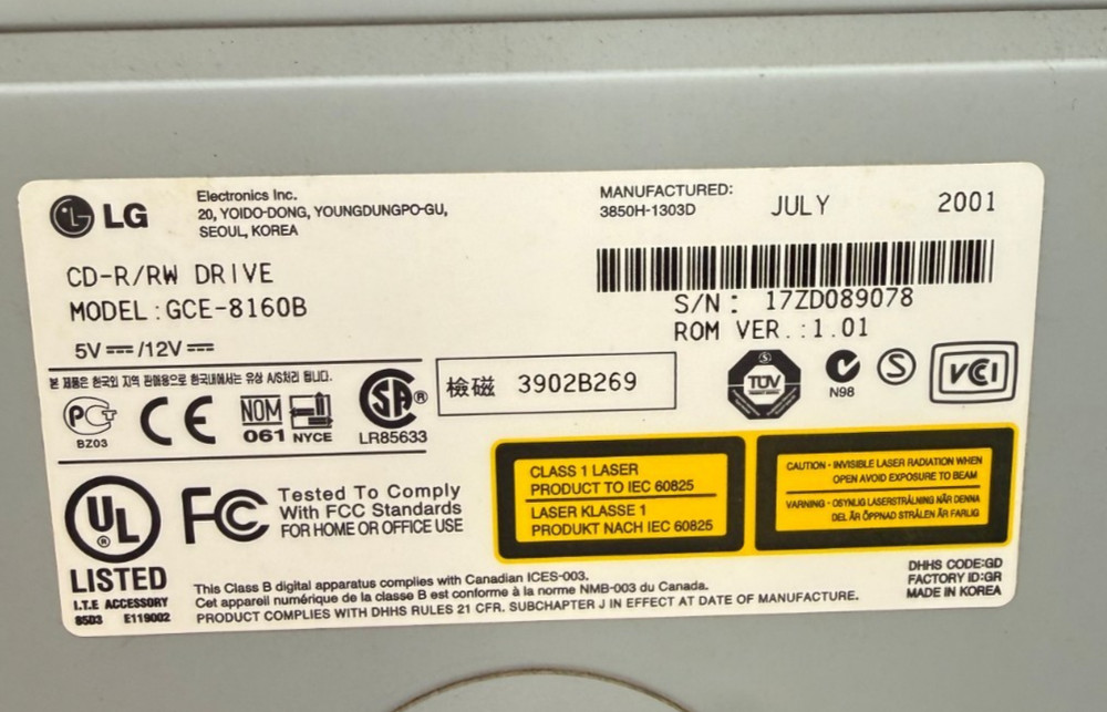 LG CD- Rewritable Recorder GCE-8160b