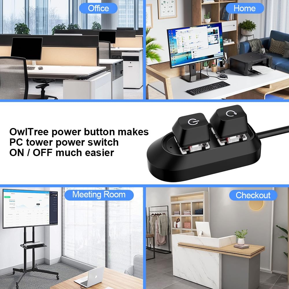 PC Power Button,External Switch with LED Desktop for Computer Motherboard