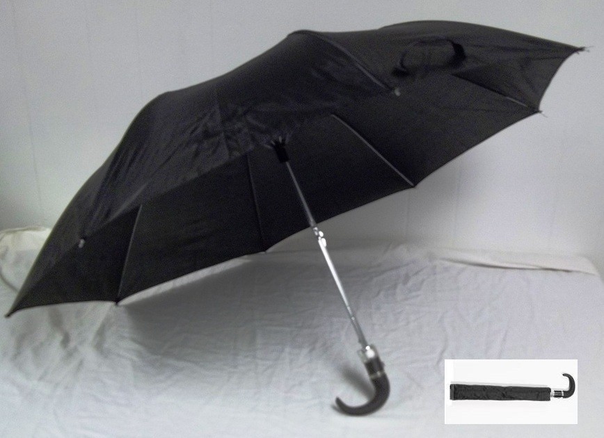 16" - 21" L 33" D SLEEK BLACK COMPACT EXTENDABLE RETRACTABLE RAIN UMBRELLA G107