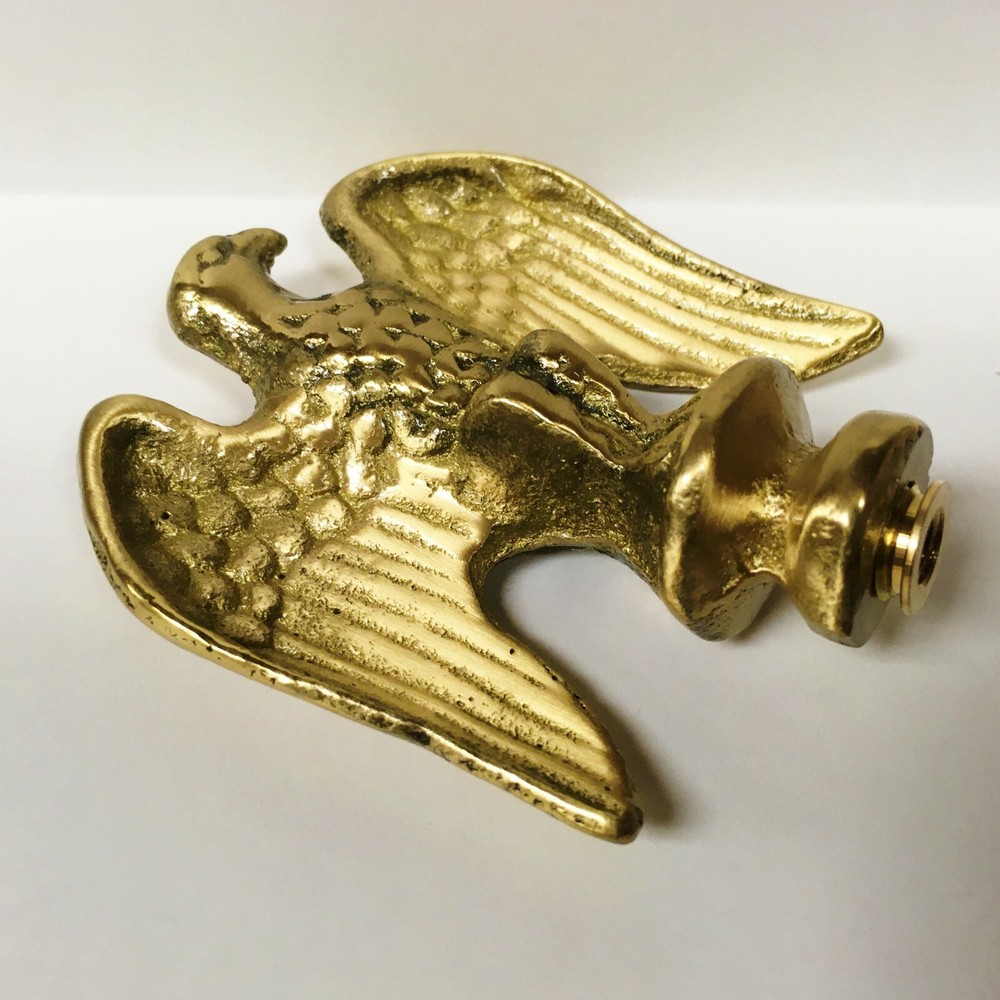 Lamp Finial-Solid Cast BRASS EAGLE, Highly Detailed W/Dual Threads, WB Finish