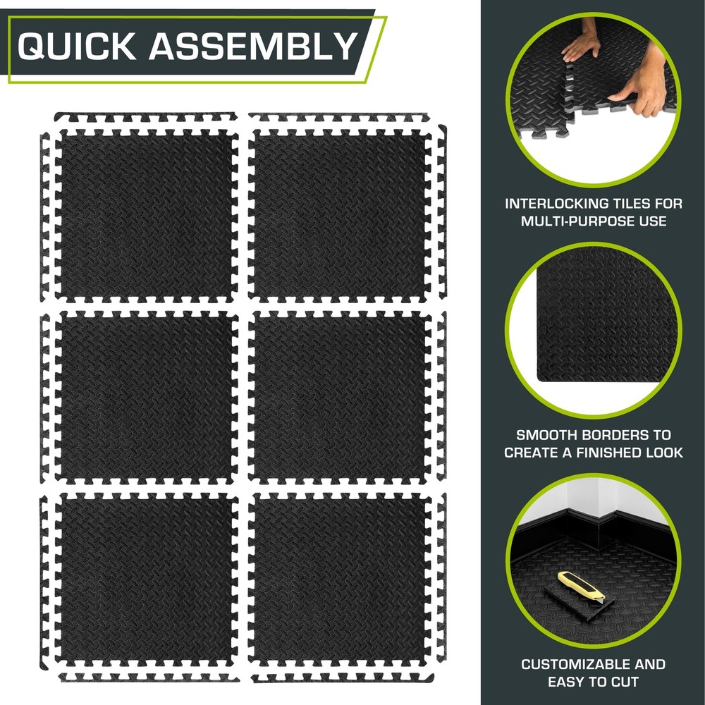 ProsourceFit Puzzle Exercise Mat ½”, EVA Interlocking Foam Floor Tiles for Ho...